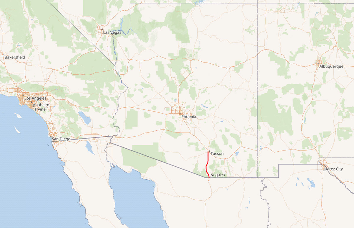 6. Interstate 19, 64 miles, 0.88 fatalities per mile